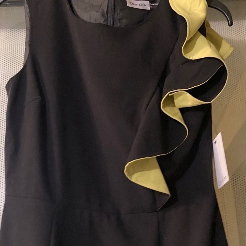 Calvin Klein Sheath Dress Shoulder Ruffle - Picture 2 of 9